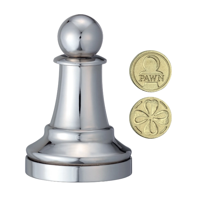 3D breinbreker puzzel Cast Chess Pawn -silver color- 3D breinbreker puzzel van een schaak pion (zilver kleur) met verborgen munt.