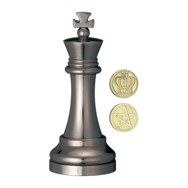 3D breinbreker puzzel Cast Chess King -smoked black color-  3D breinbreker puzzel van een schaak koning (smoked black) met verborgen munt.