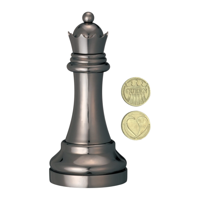 3D breinbreker puzzel Cast Chess Queen -smoked black color- 3D breinbreker puzzel van een schaak koningin (smoked black) met verborgen munt.